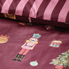 Catherine Lansfield Christmas Nutcracker Stripe Duvet Cover Bedding Set Plum