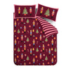 Catherine Lansfield Christmas Nutcracker Stripe Duvet Cover Bedding Set Plum