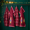 Catherine Lansfield Christmas Nutcracker Pack of Four Tea Towels Plum