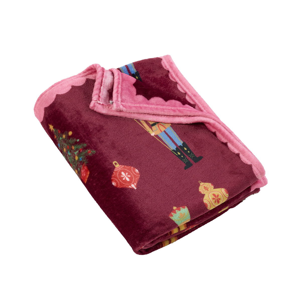 Catherine Lansfield Christmas Nutcracker Throw Plum