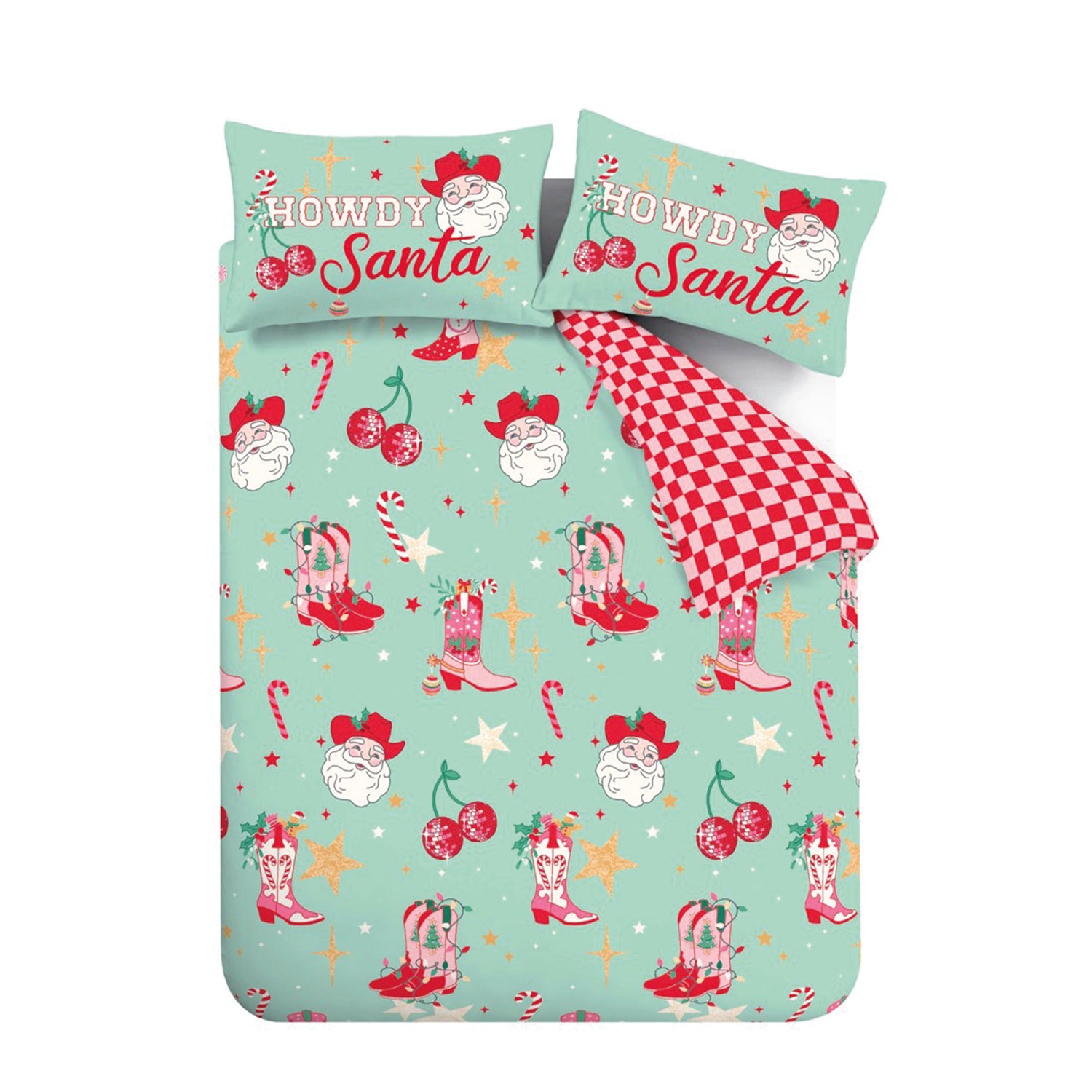Catherine Lansfield Santas Howdy Christmas Duvet Cover Bedding Set Green