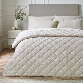 Catherine Lansfield Corded Leaves 240cm x 260cm Bedspread Champagne