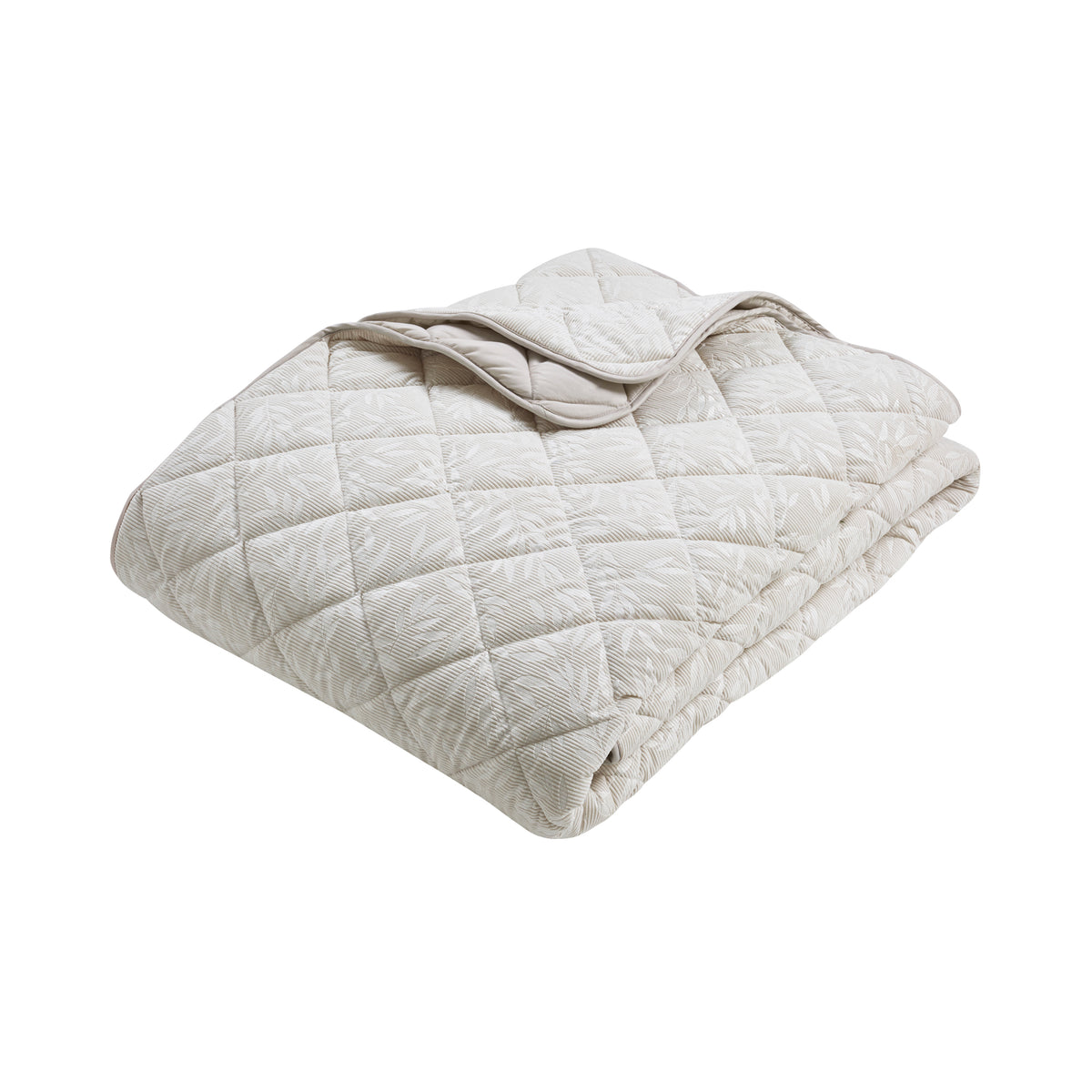 Catherine Lansfield Corded Leaves 240cm x 260cm Bedspread Champagne