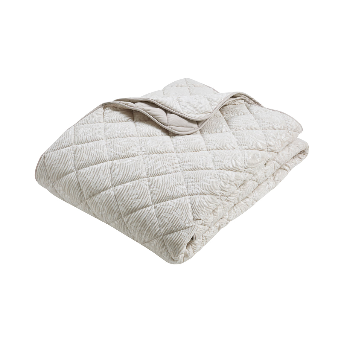 Catherine Lansfield Corded Leaves 240cm x 260cm Bedspread Champagne