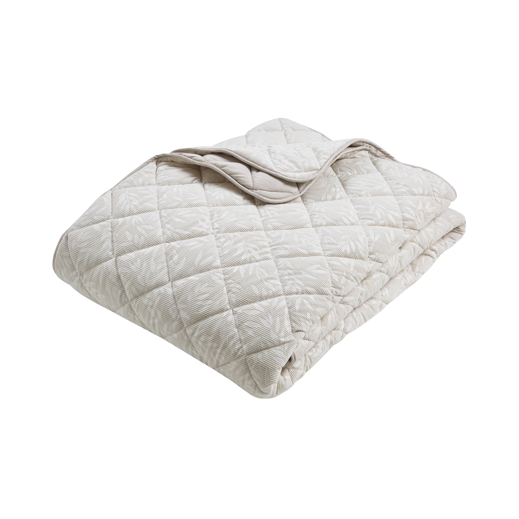 Catherine Lansfield Corded Leaves 240cm x 260cm Bedspread Champagne