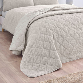 Catherine Lansfield Crinkle Seersucker 220cm x 220cm Bedspread Natural