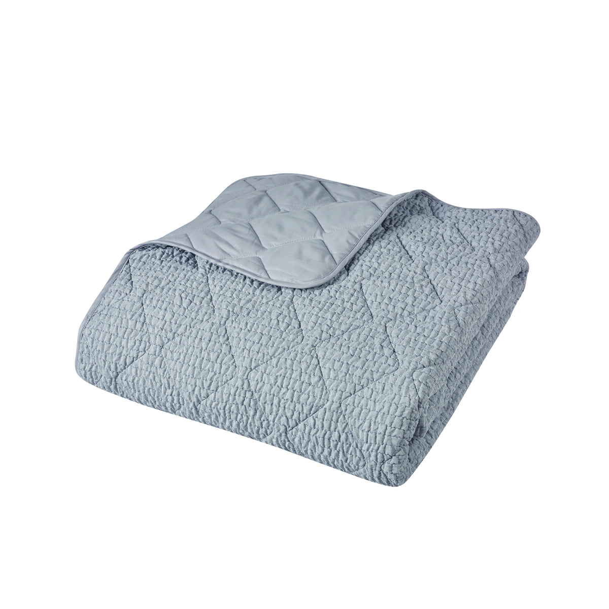 Catherine Lansfield Crinkle Seersucker 220cm x 220cm Bedspread Blue