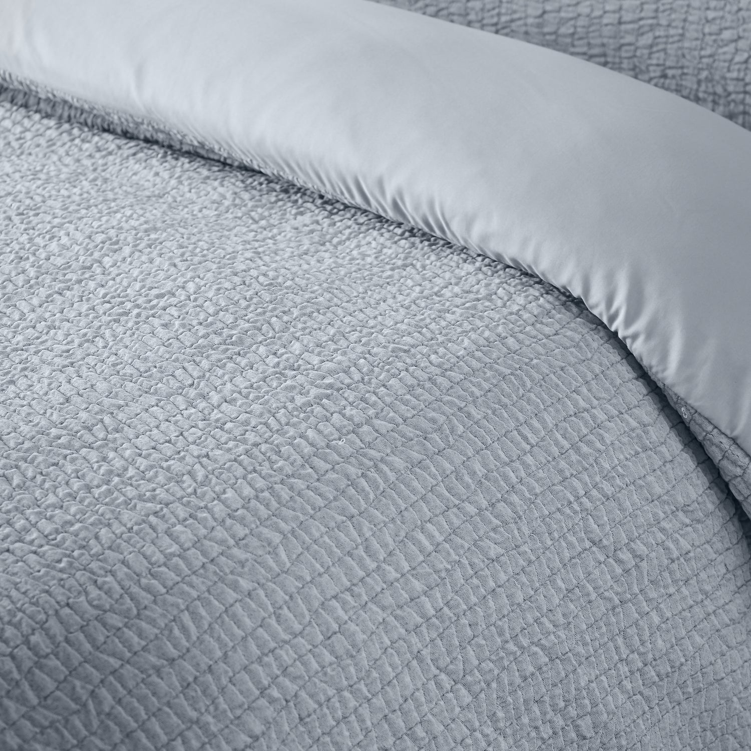 Catherine Lansfield Crinkle Seersucker Duvet Cover Bedding Set Blue