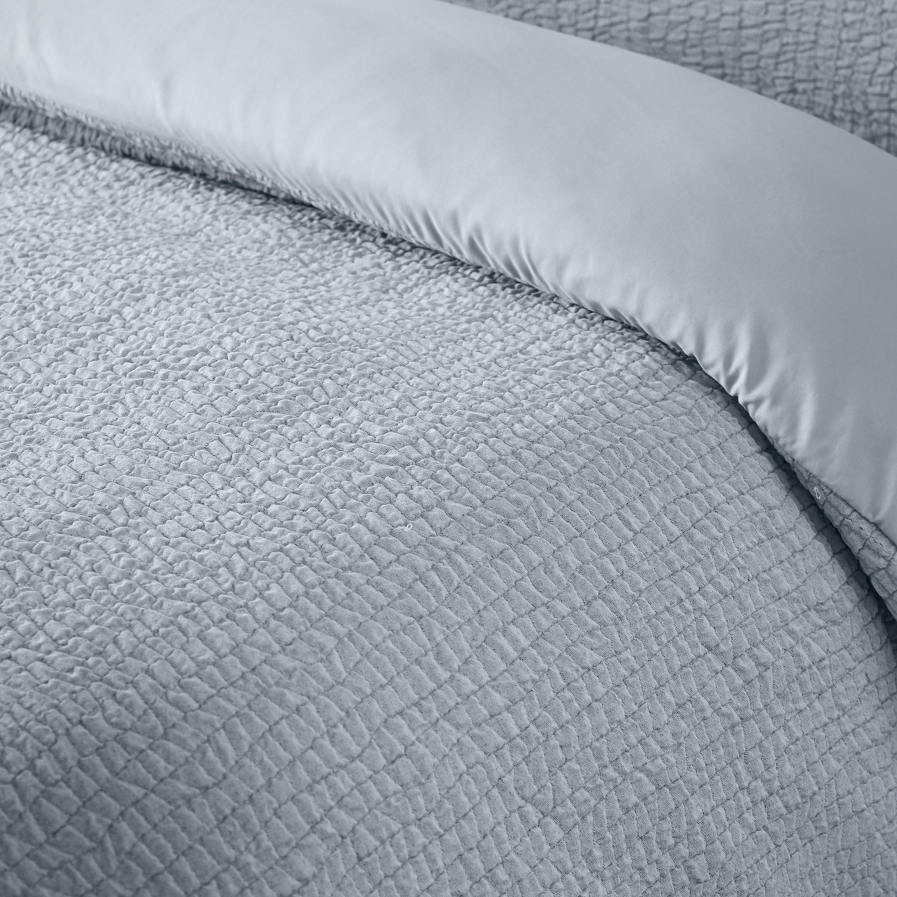 Catherine Lansfield Crinkle Seersucker Duvet Cover Bedding Set Blue