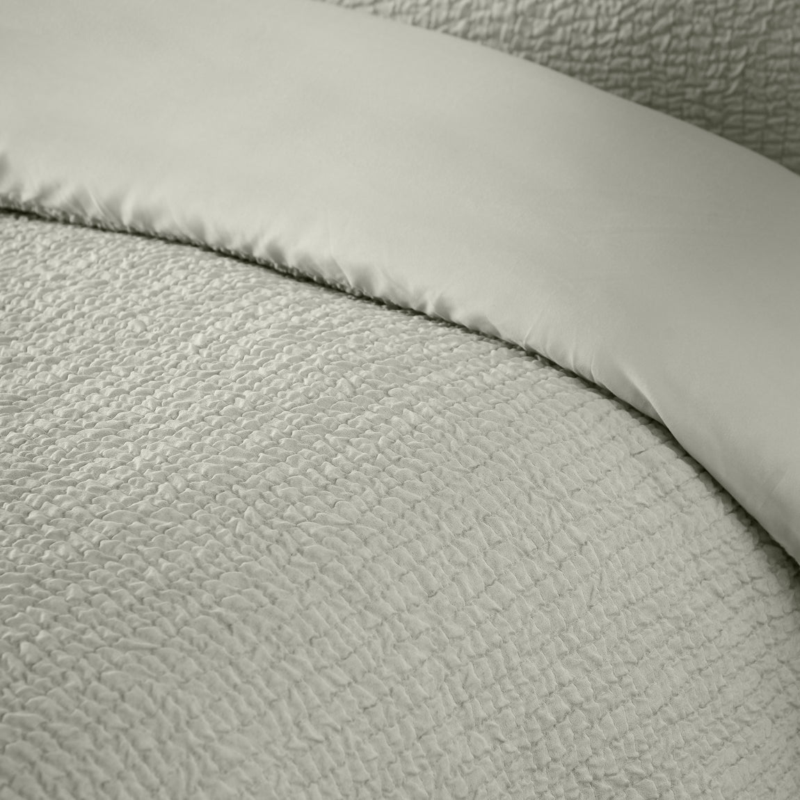 Catherine Lansfield Crinkle Seersucker Duvet Cover Bedding Set Green