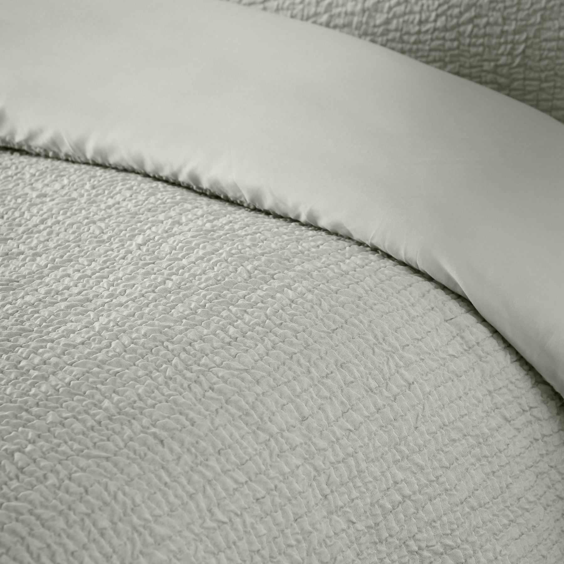 Catherine Lansfield Crinkle Seersucker Duvet Cover Bedding Set Green