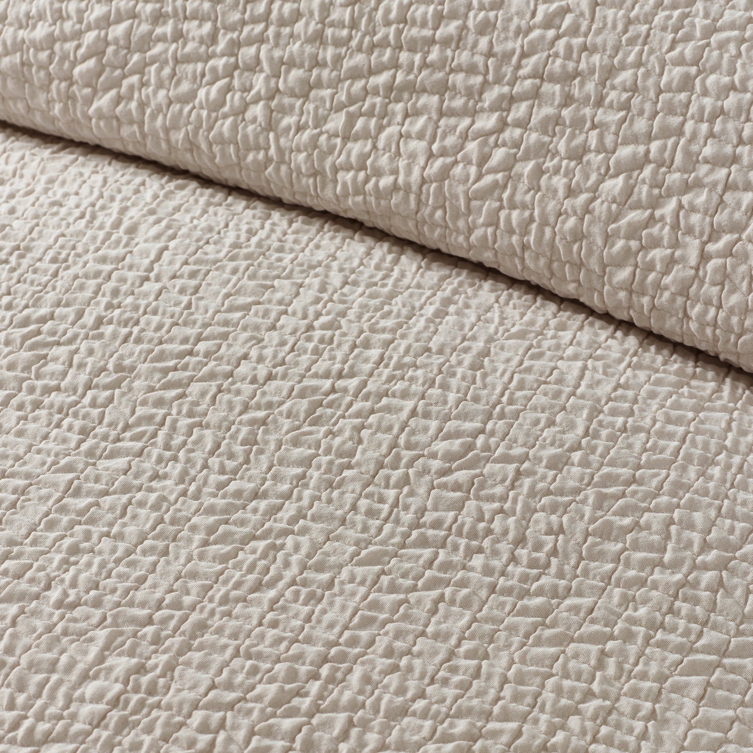 Catherine Lansfield Crinkle Seersucker Duvet Cover Bedding Set Natural