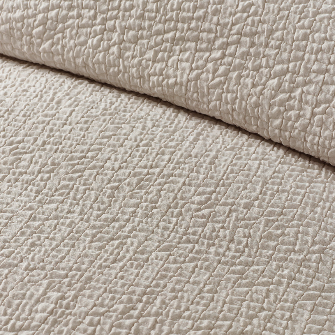Catherine Lansfield Crinkle Seersucker Duvet Cover Bedding Set Natural