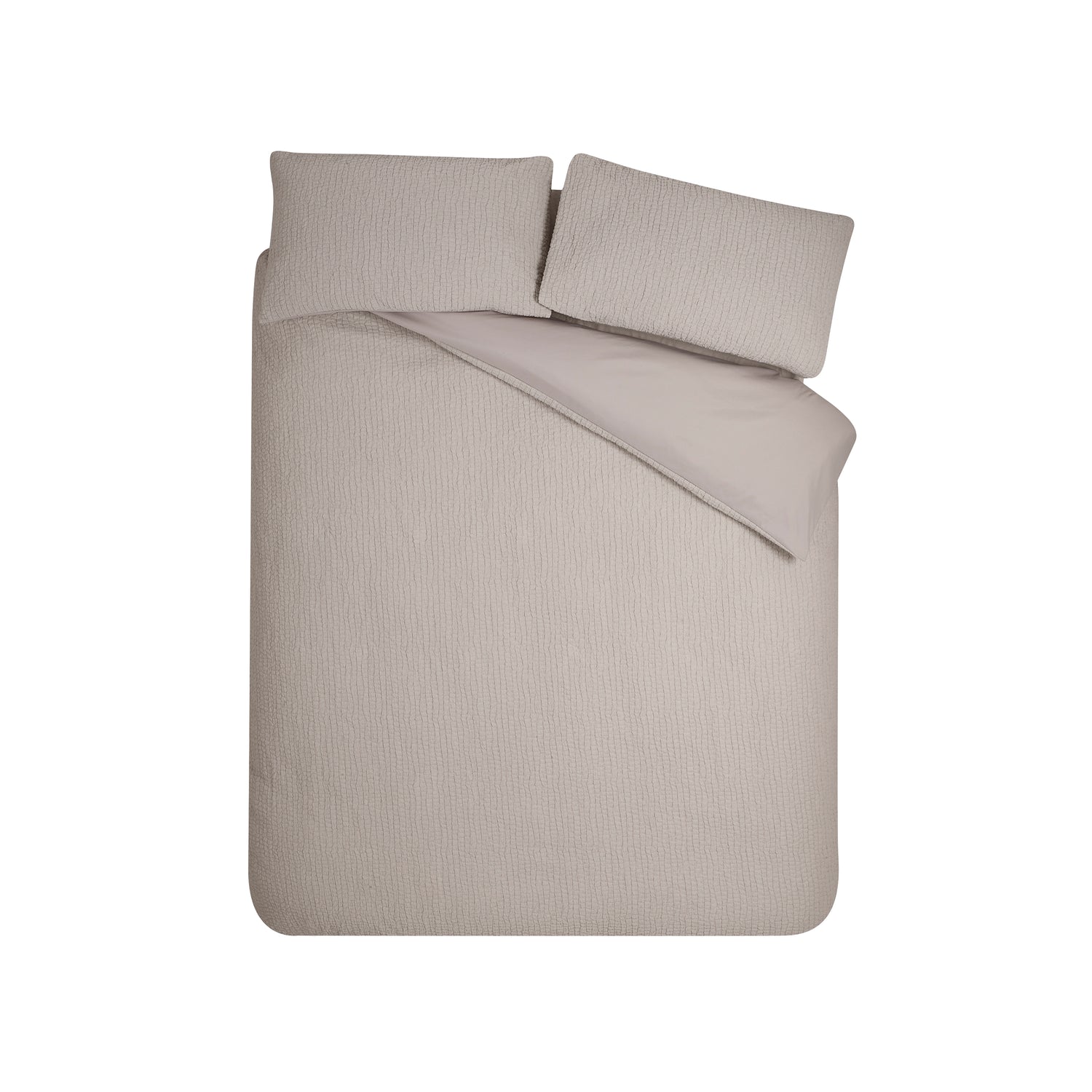Catherine Lansfield Crinkle Seersucker Duvet Cover Bedding Set Natural