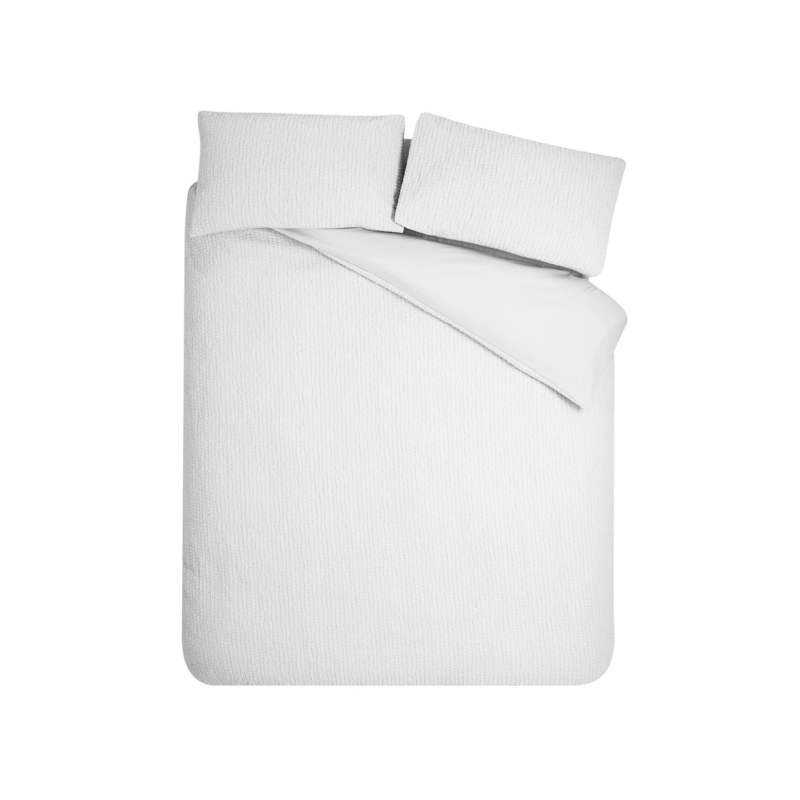 Catherine Lansfield Crinkle Seersucker Duvet Cover Bedding Set White