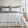 Catherine Lansfield Bow Embroidery Duvet Cover Bedding Set Cream Black