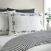 Catherine Lansfield Bow Embroidery Duvet Cover Bedding Set Cream Black