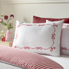 Catherine Lansfield Bow Embroidery Duvet Cover Bedding Set White Red
