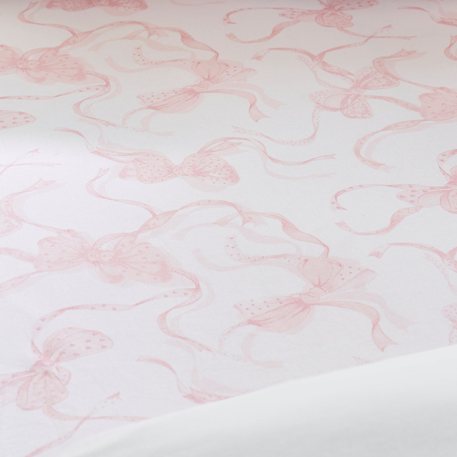 Catherine Lansfield Bow Bed Linen Fitted Sheet White Pink
