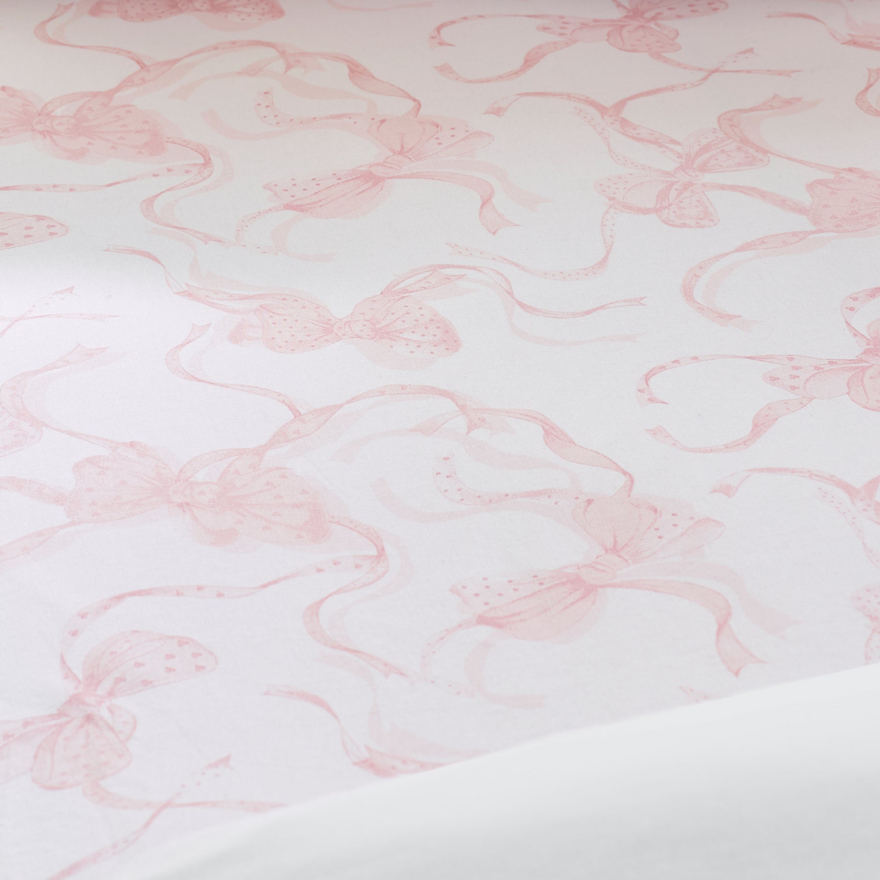 Catherine Lansfield Bow Bed Linen Fitted Sheet White Pink