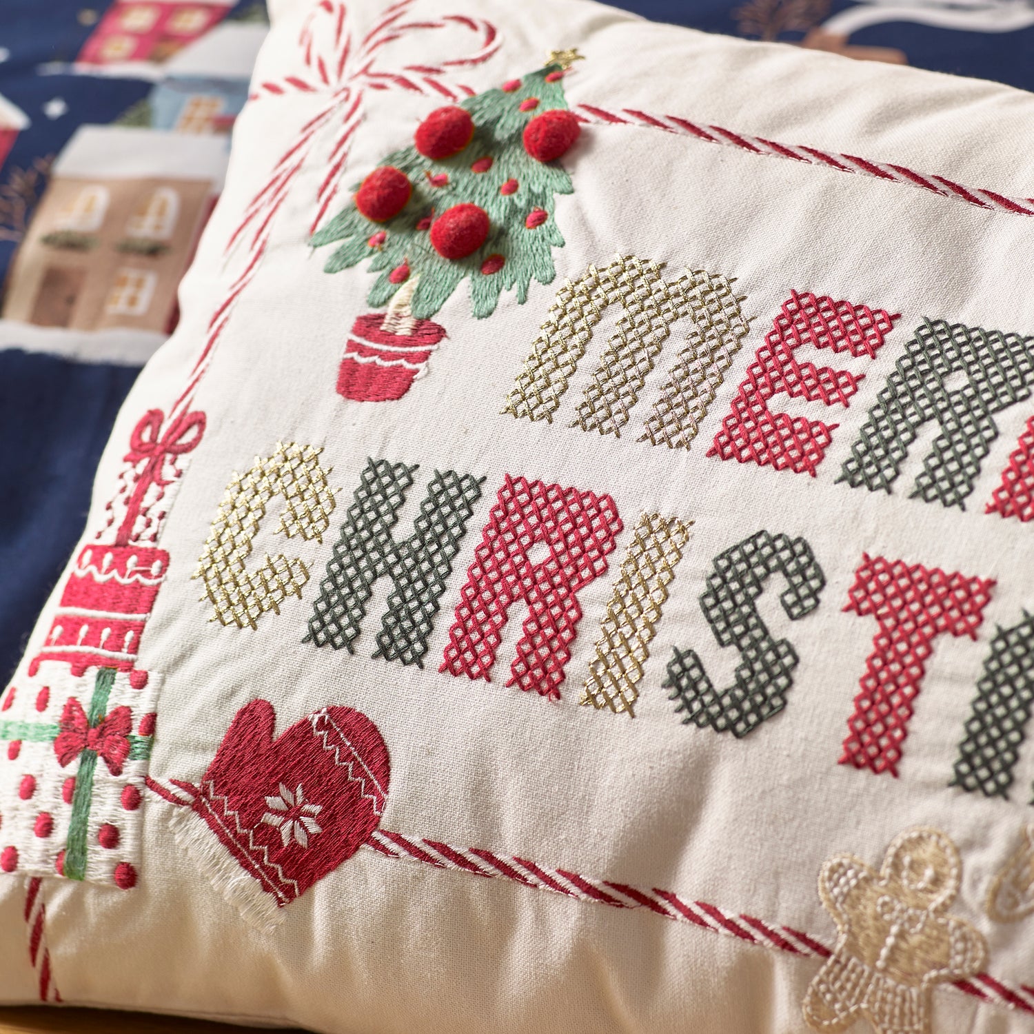 Catherine Lansfield Merry Christmas 30cm x 50cm Filled Cushion Natural