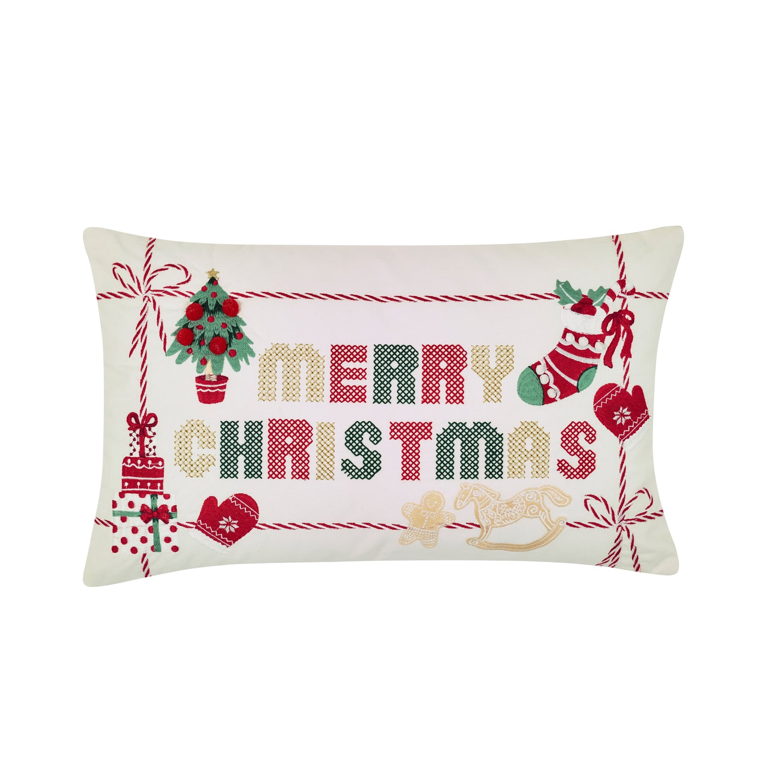 Catherine Lansfield Merry Christmas 30cm x 50cm Filled Cushion Natural