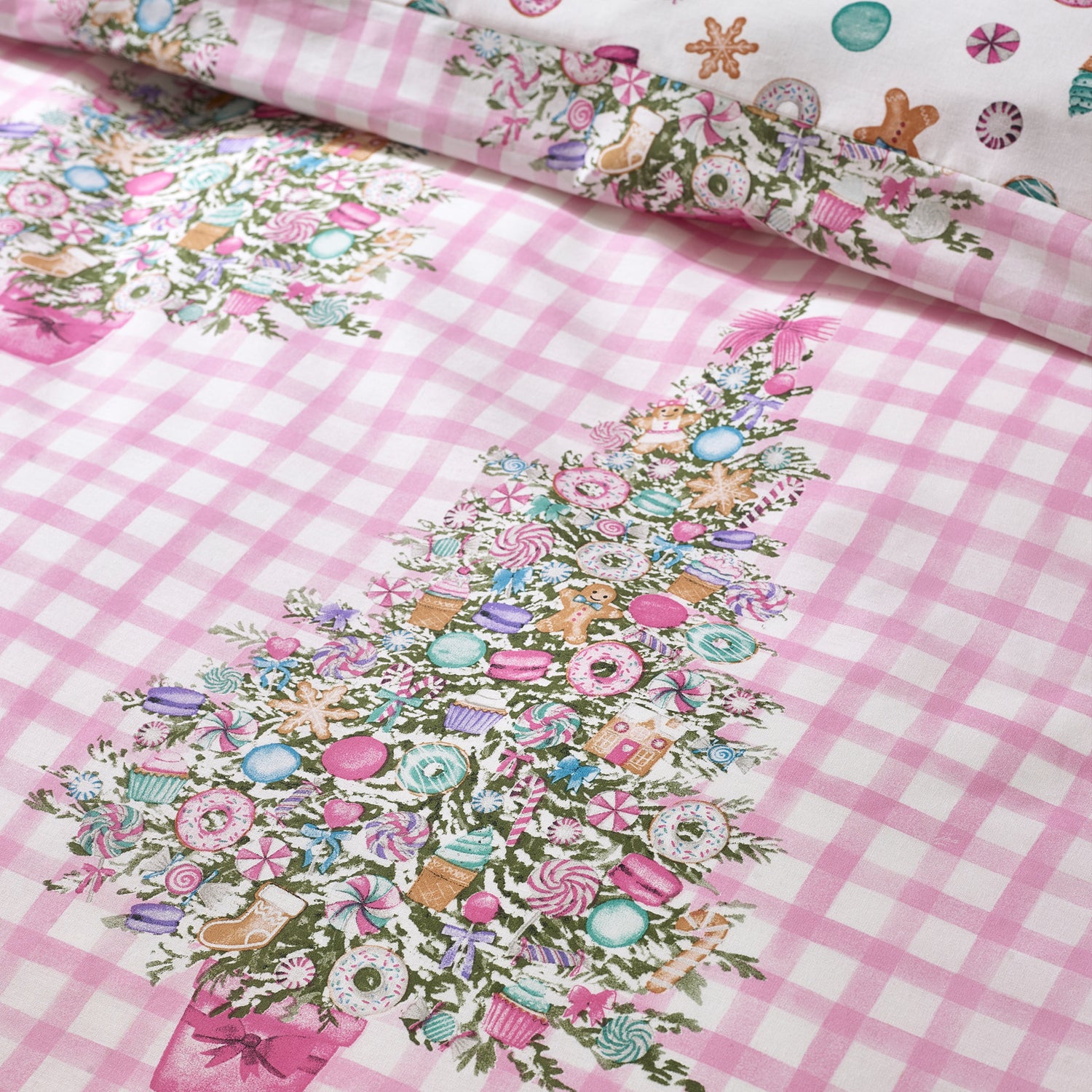 Catherine Lansfield Christmas Sweets And Treats Duvet Cover Bedding Set Pink