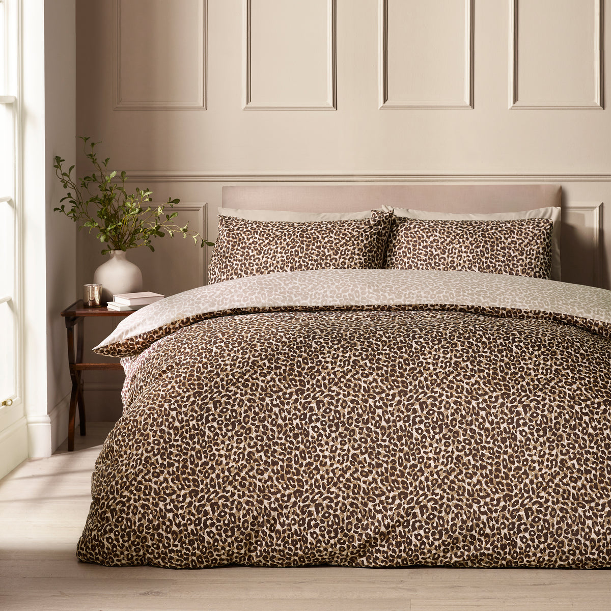 Catherine Lansfield Animal Print Duvet Cover Bedding Set Brown