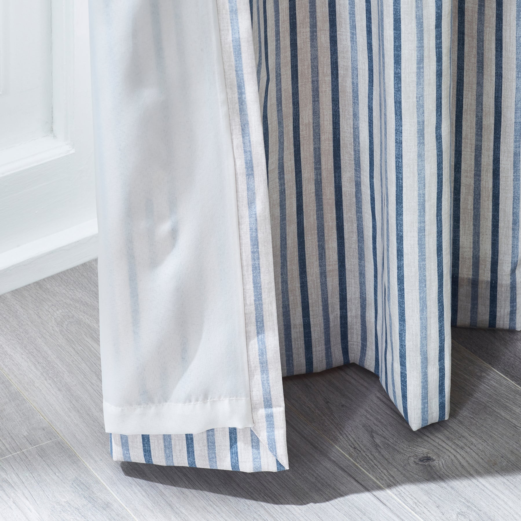 Catherine Lansfield Logan Stripe Ready Made Eyelet Curtains Blue