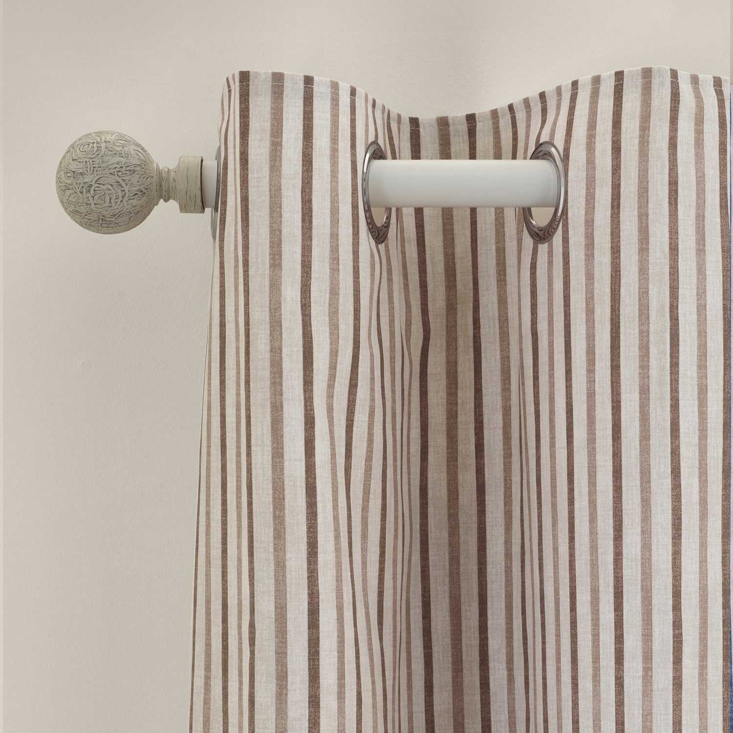 Catherine Lansfield Logan Stripe Ready Made Eyelet Curtains Natural