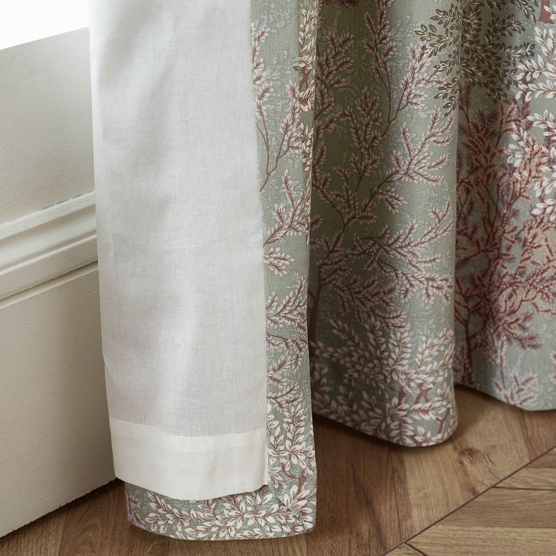 Catherine Lansfield Woodland Trees Ready Made Pencil Pleat Curtains Green