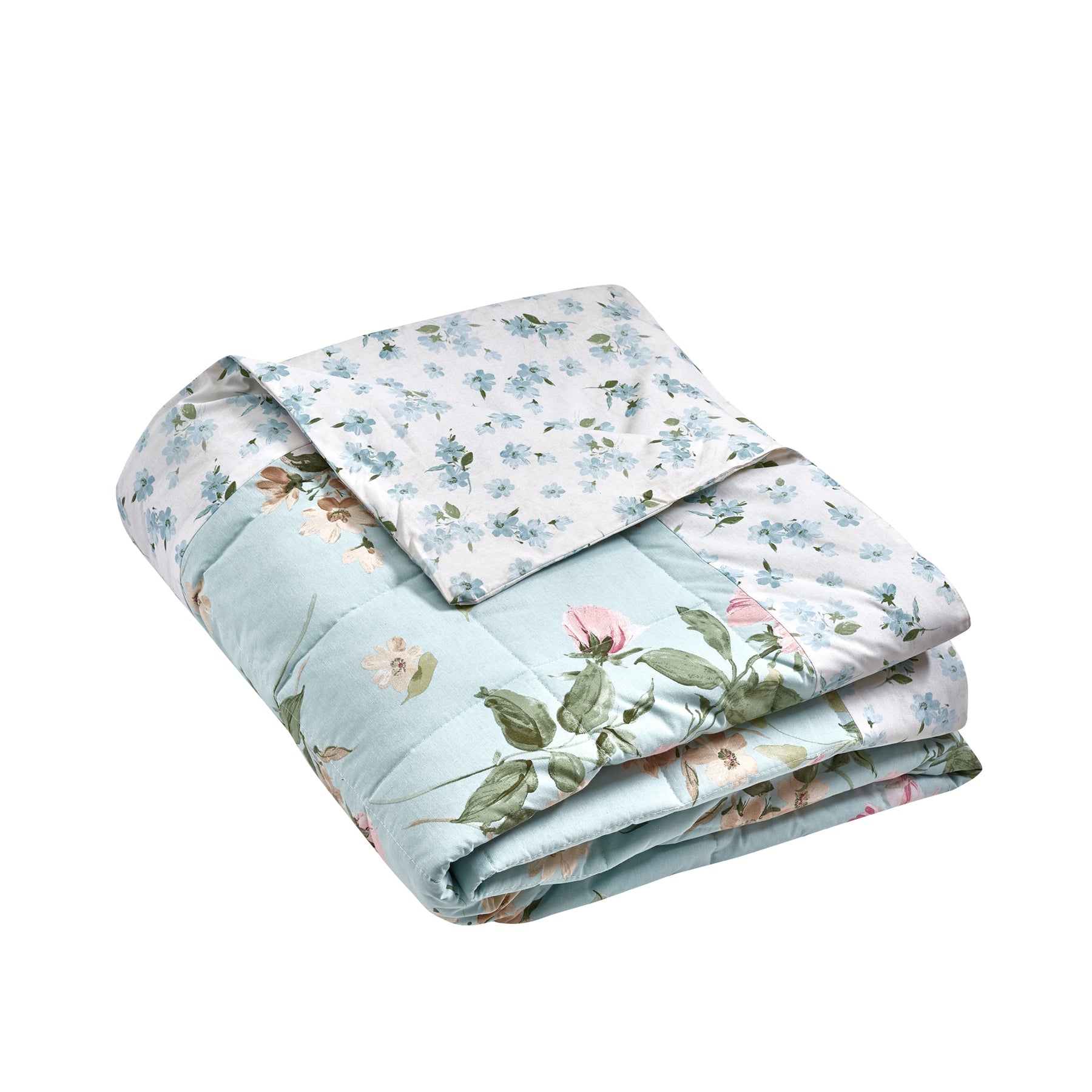 Catherine Lansfield Avebury Floral 220cm x 230cm Reversible Bedspread Duck Egg