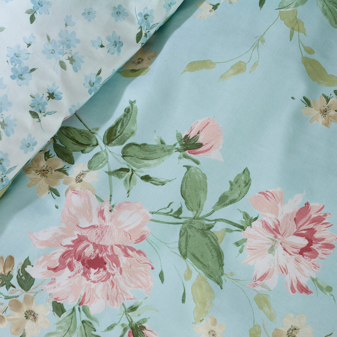 Catherine Lansfield Avebury Floral Duvet Cover Bedding Set Duck Egg