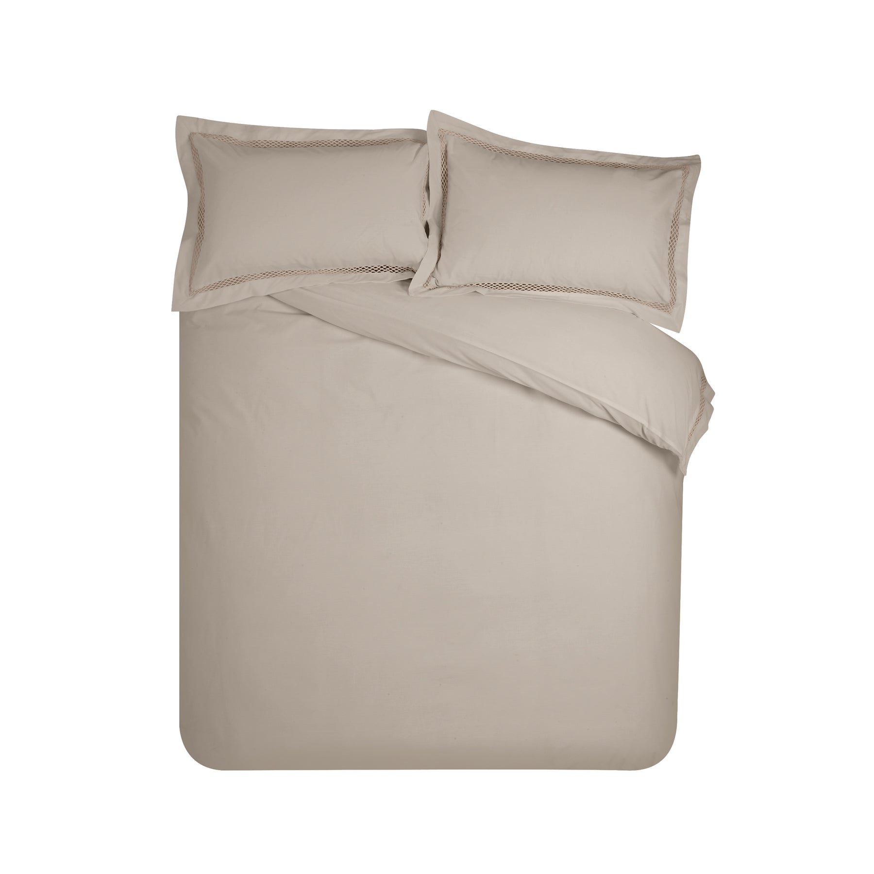 Catherine Lansfield Classic Lattice Lace Duvet Cover Bedding Set Natural