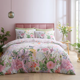 Royal Horticultural Society Enchanted Butterfly Garden Duvet Cover Bedding Set Pink