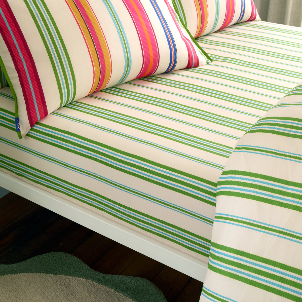 Sophie Robinson Sophie Stripe Bed Linen Fitted Sheet Green