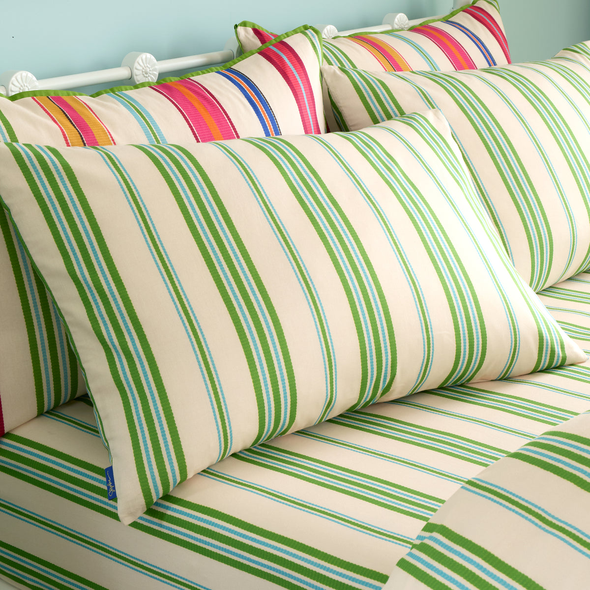 Sophie Robinson Sophie Stripe Pair of Housewife Pillowcases Green