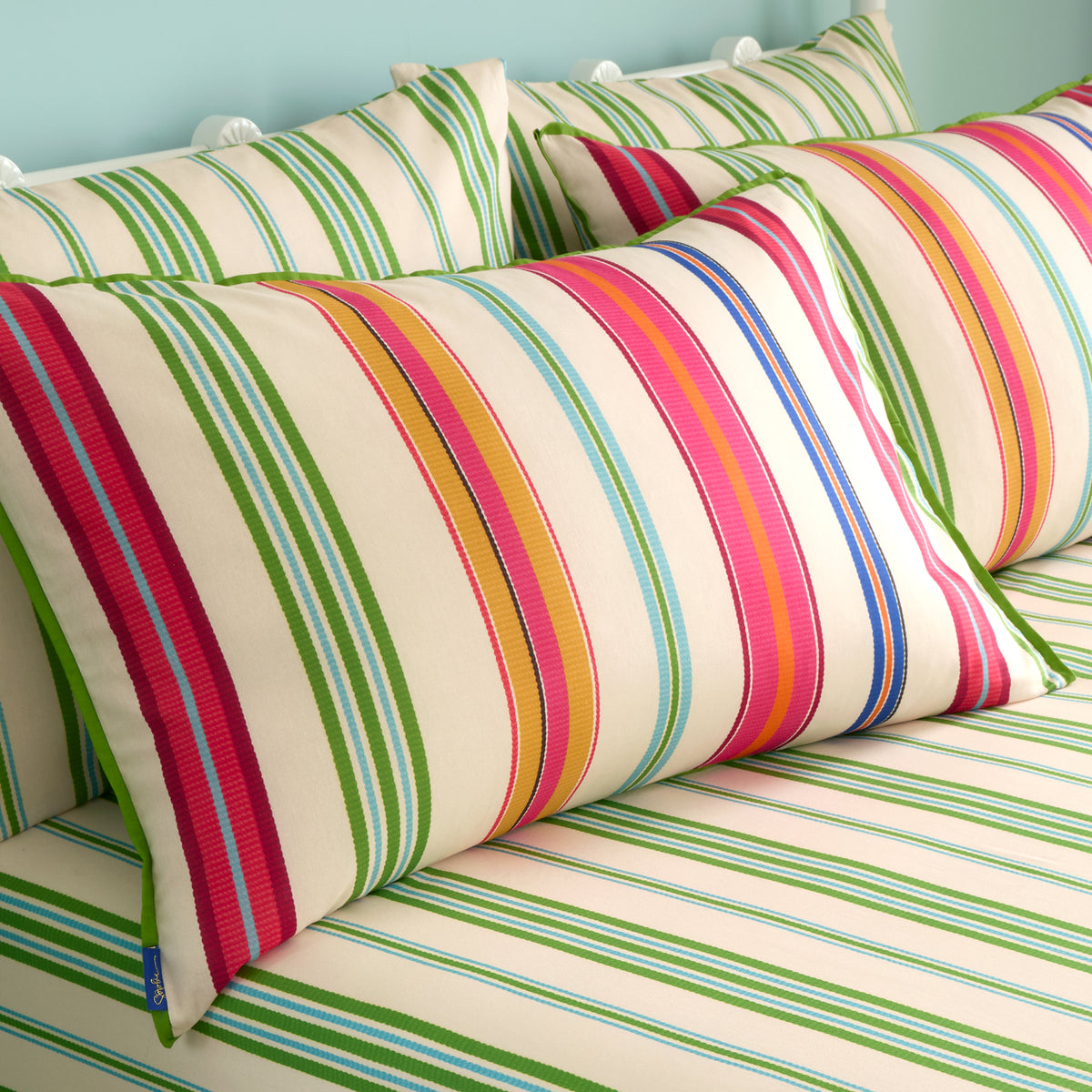 Sophie Robinson Sophie Stripe Pair of Housewife Pillowcases Green