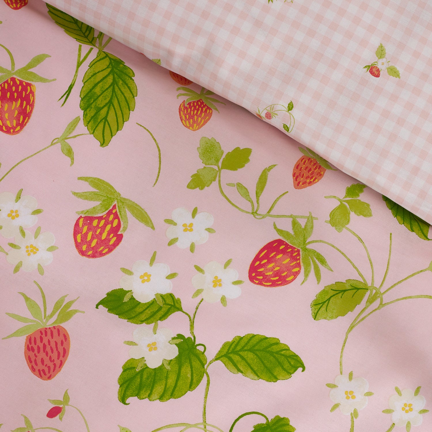 Catherine Lansfield Strawberry Frills Duvet Cover Bedding Set Pink