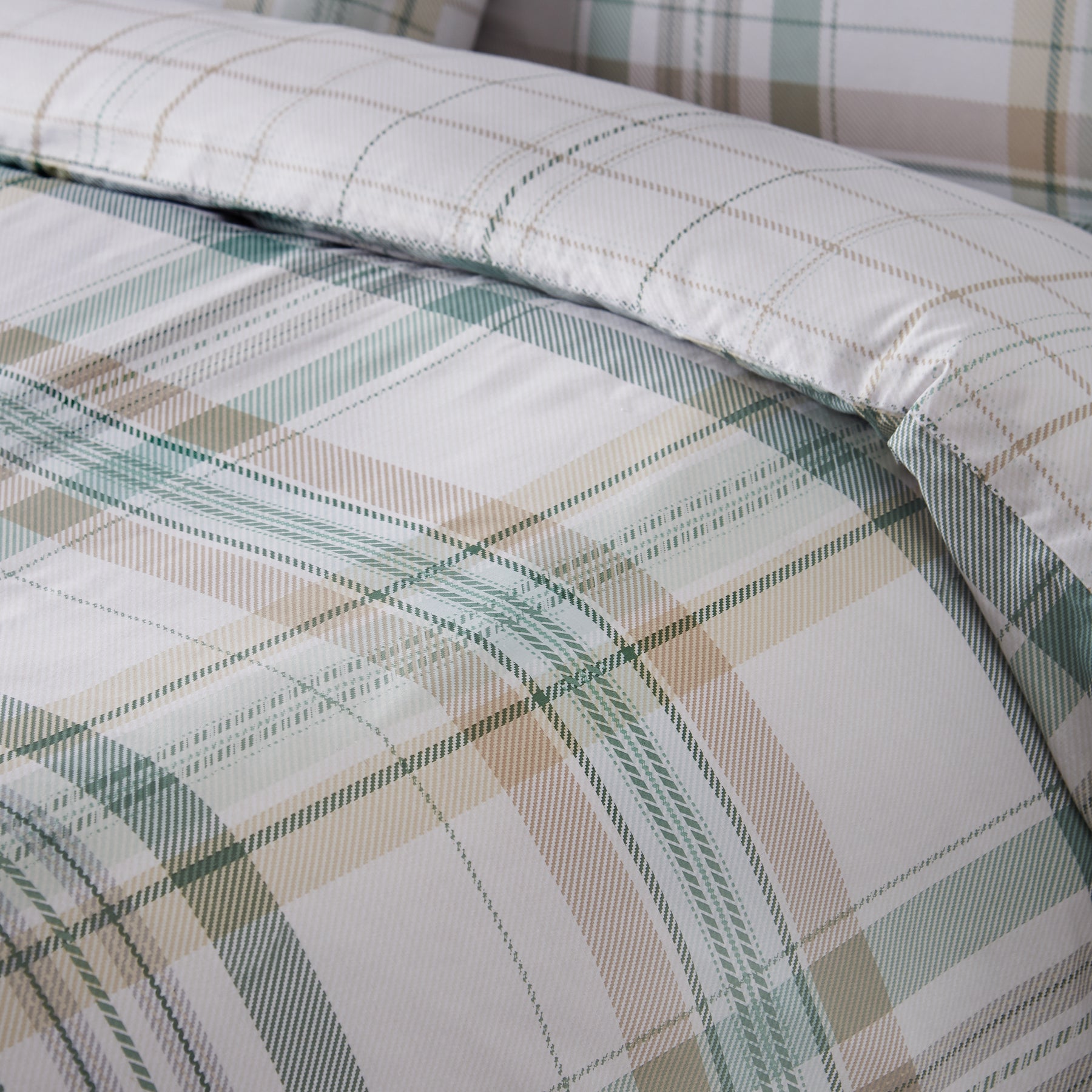 Catherine Lansfield Cartmel Check Duvet Cover Bedding Set Green