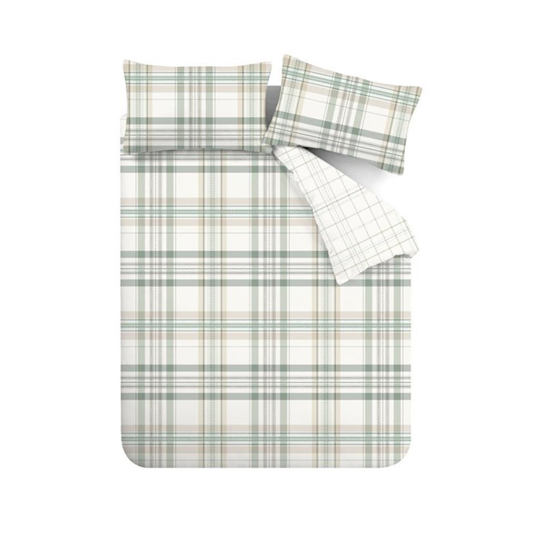 Catherine Lansfield Cartmel Check Duvet Cover Bedding Set Green