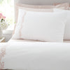 Bianca Camille Embroidered Floral Duvet Cover Bedding Set White Pink