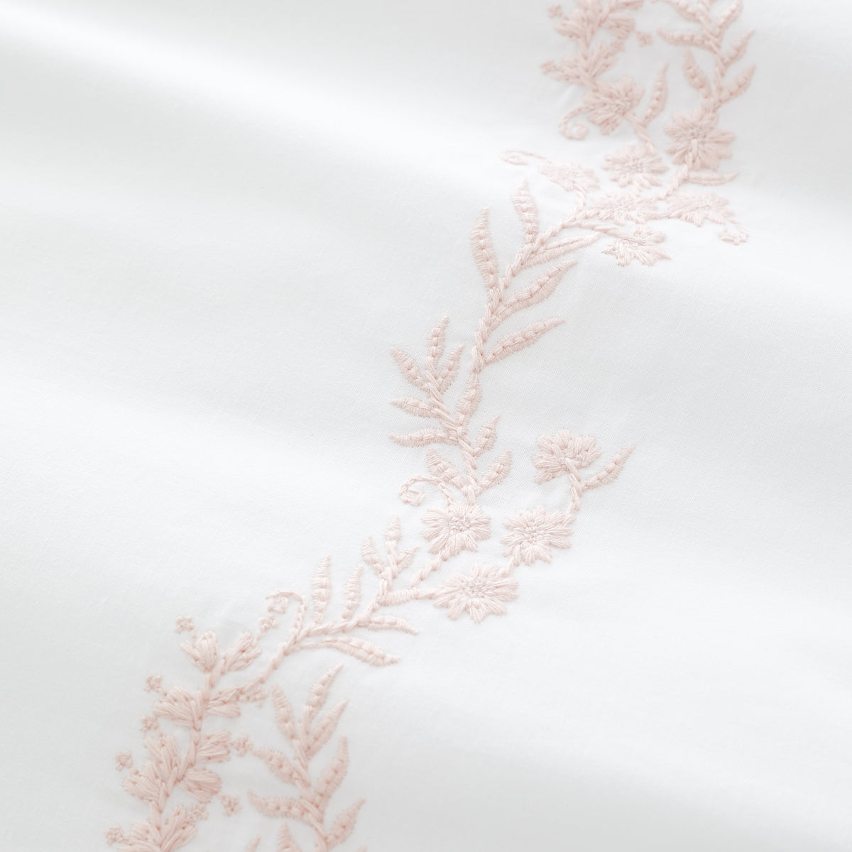 Bianca Camille Embroidered Floral Duvet Cover Bedding Set White Pink