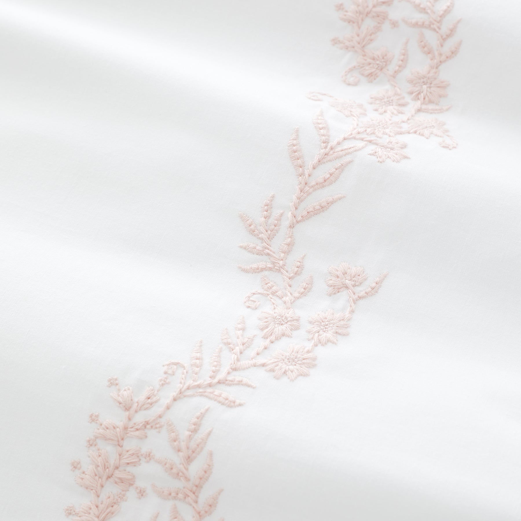 Bianca Camille Embroidered Floral Duvet Cover Bedding Set White Pink