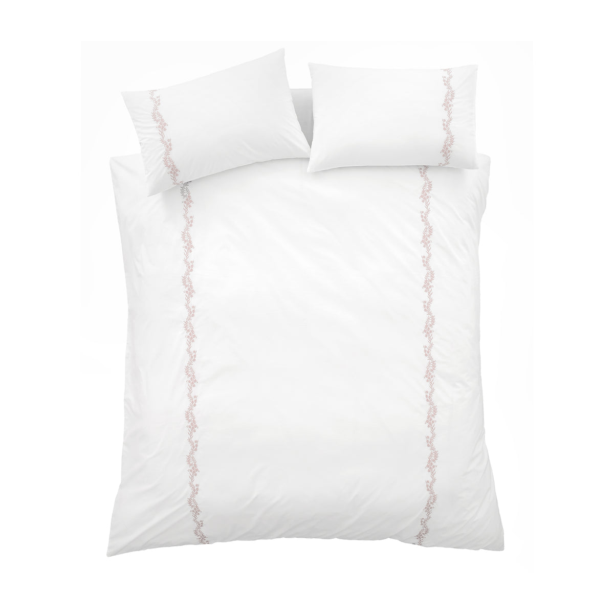 Bianca Camille Embroidered Floral Duvet Cover Bedding Set White Pink