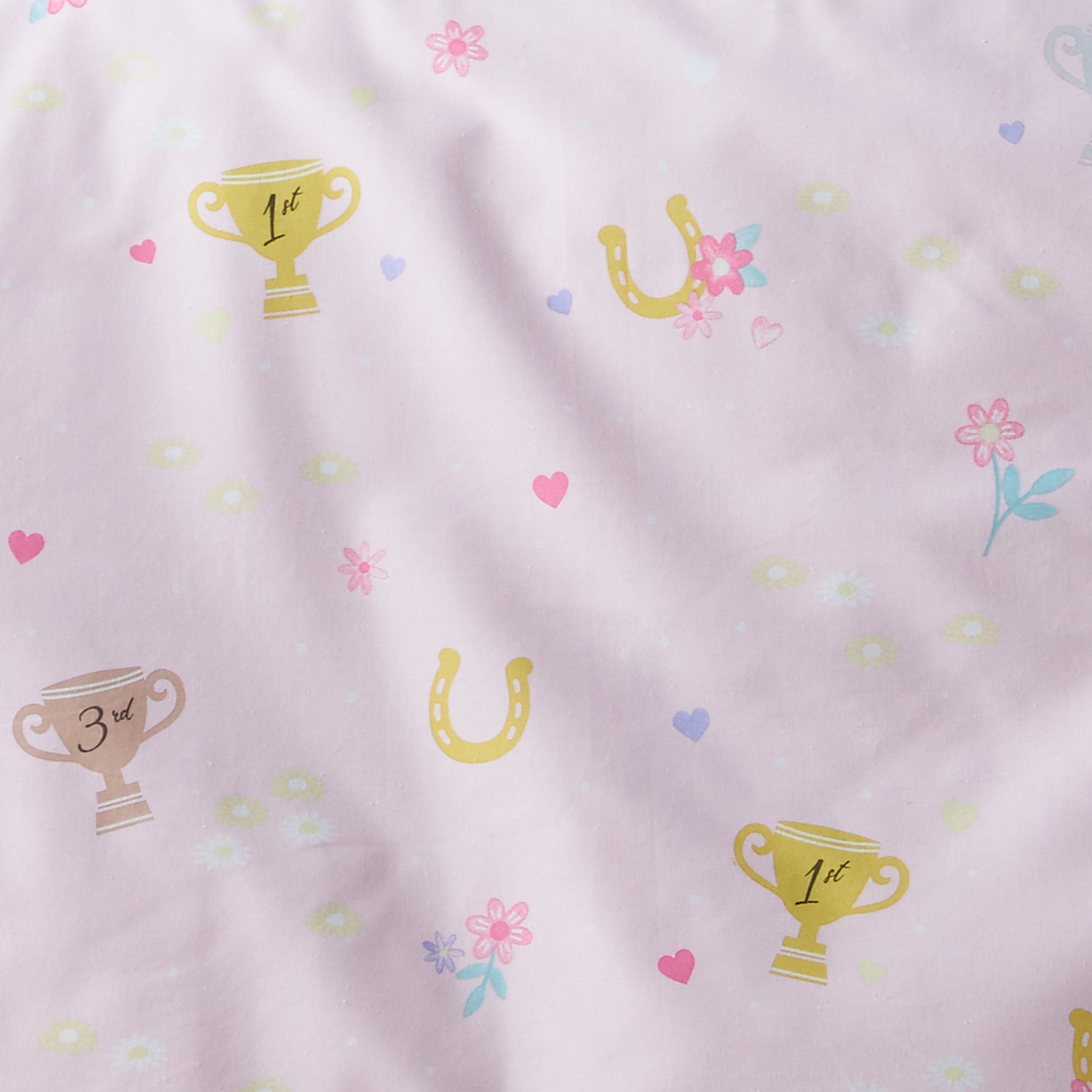 Catherine Lansfield Happy Horses Bed Linen Fitted Sheet Pink