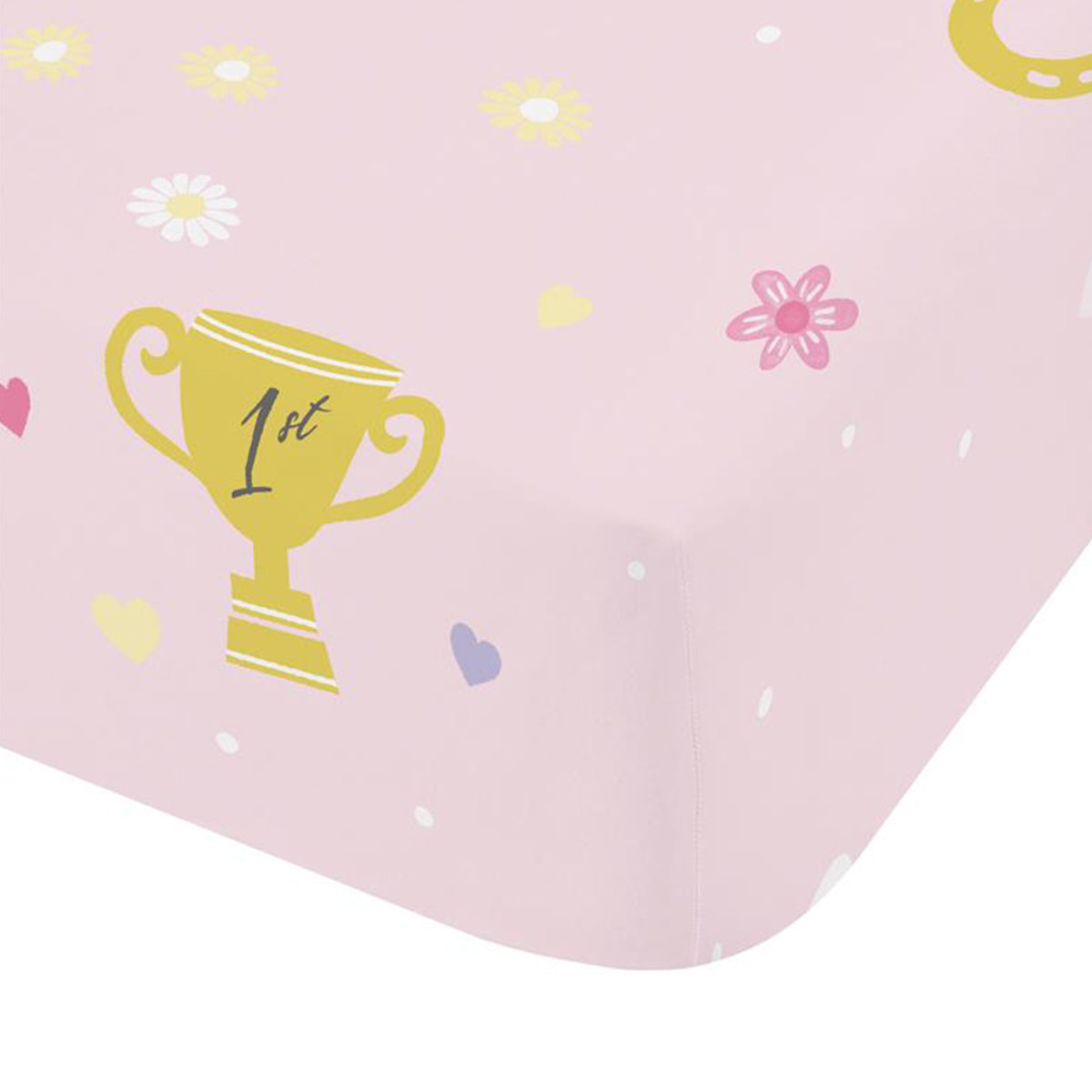 Catherine Lansfield Happy Horses Bed Linen Fitted Sheet Pink