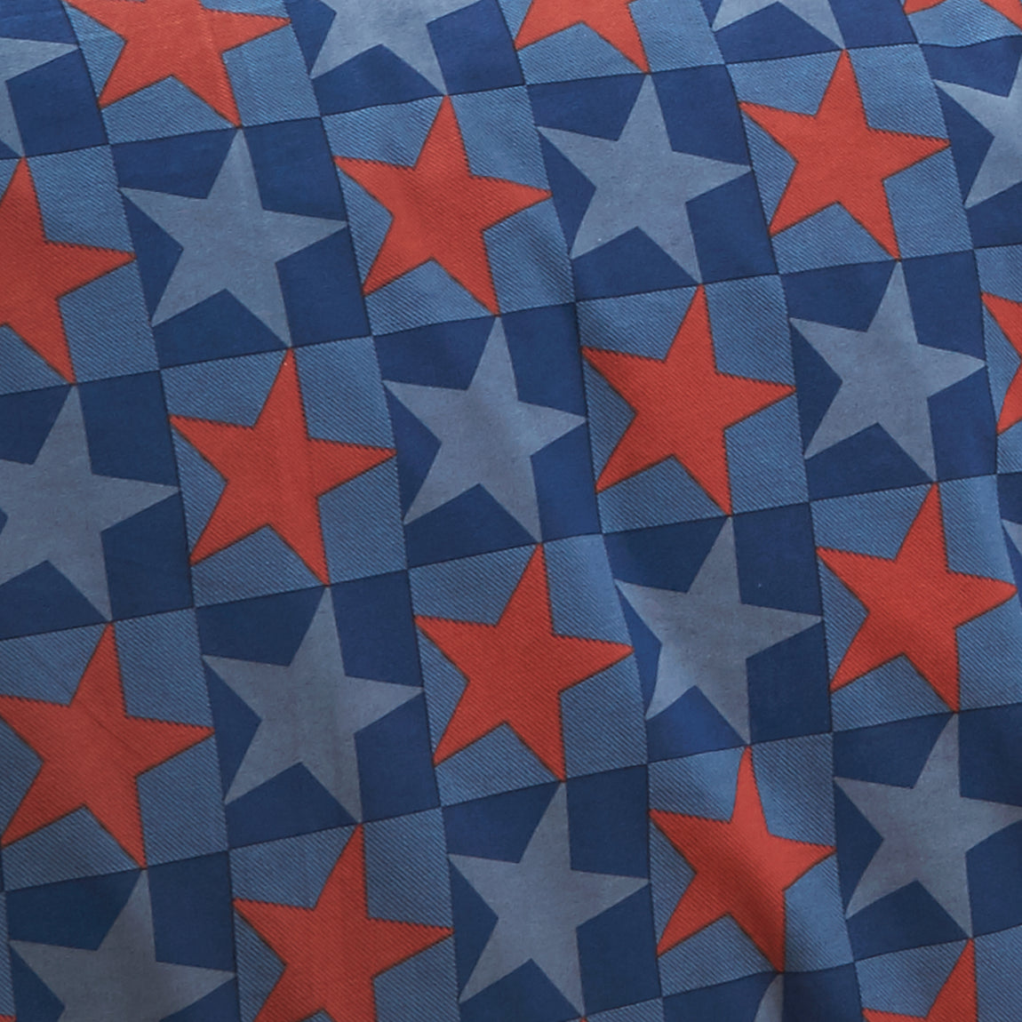 Catherine Lansfield Stars And Check Bed Linen Fitted Sheet Blue