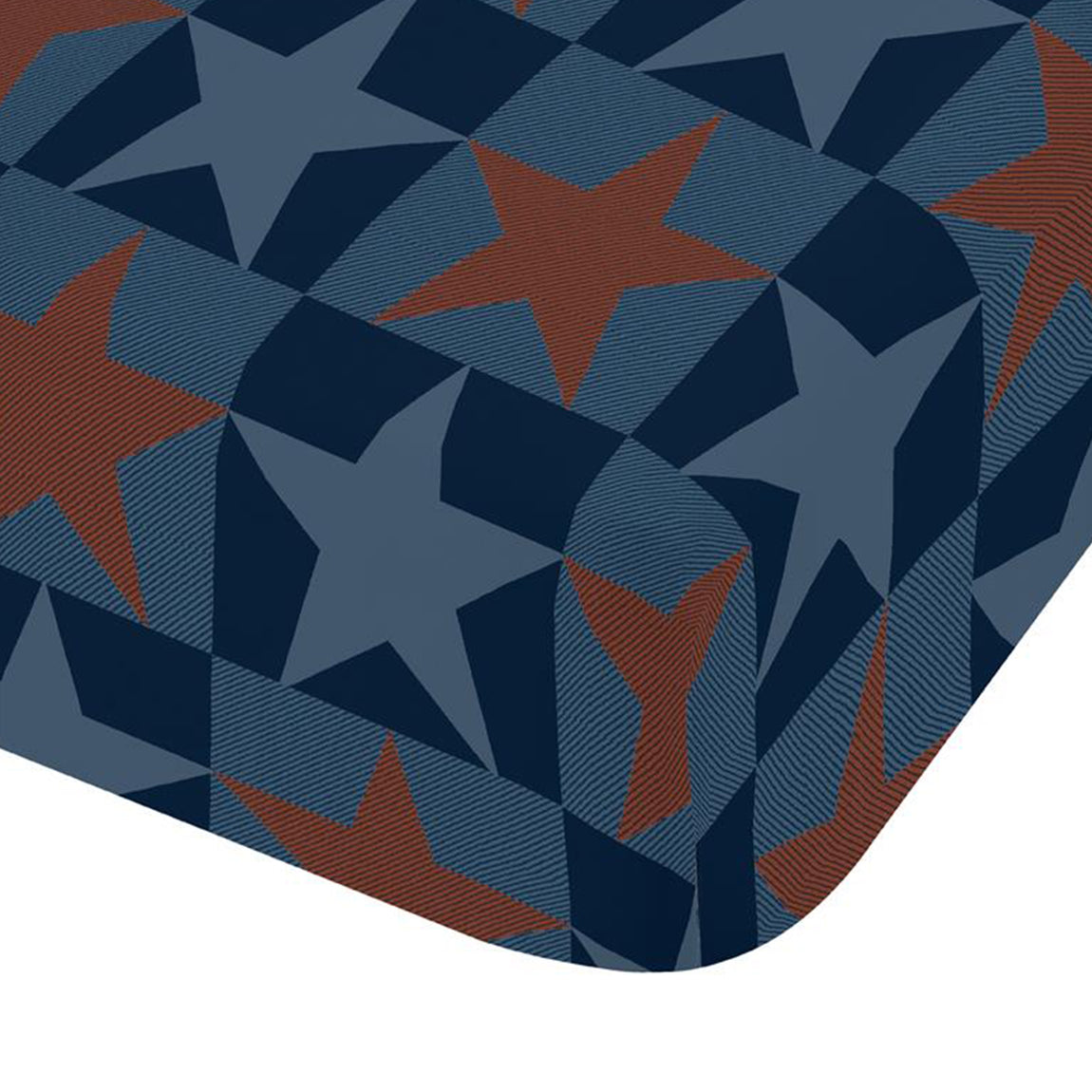 Catherine Lansfield Stars And Check Bed Linen Fitted Sheet Blue