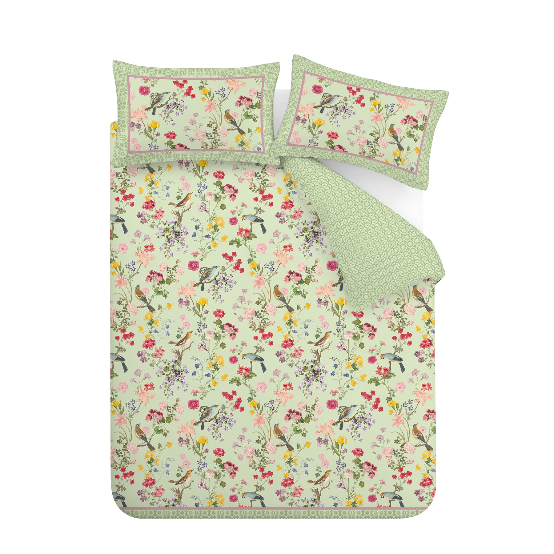 Royal Horticultural Society Birds In Bloom Duvet Cover Bedding Set Green